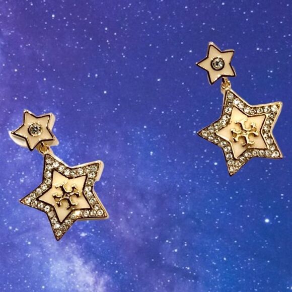 TORY BURCH STAR DANGLE GOLD EARRINGS - Picture 2 of 3
